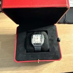 Cartier santos automatic Silver and Black Men's Watch